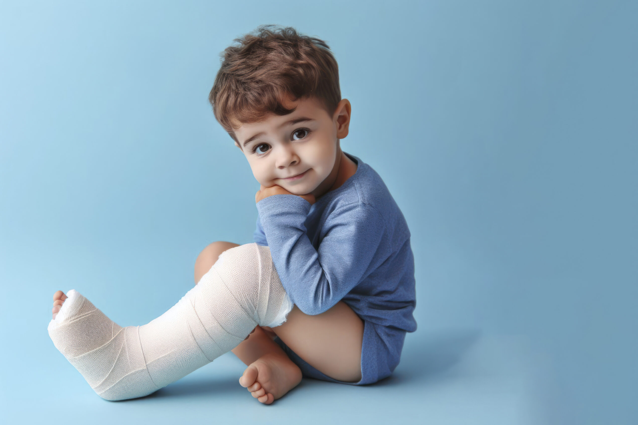 Child orthopaedic injury recovery with doctor examining child’s arm in cast