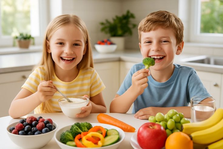 Healthy weight gain foods for underweight children including milk, eggs, nuts, and fruits