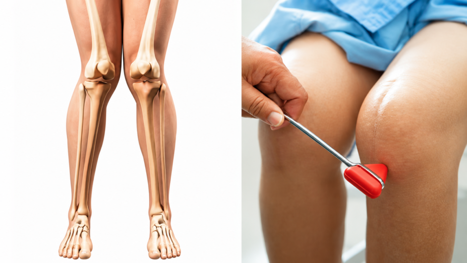 Paediatric orthopaedic specialist evaluating a child with knock knees (genu valgum) during a gait and leg alignment assessment.