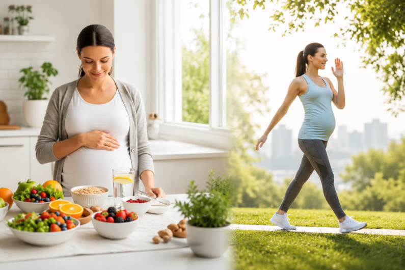 Pregnant woman consulting a healthcare specialist about calcium and vitamin D nutrition for healthy fetal bone development.